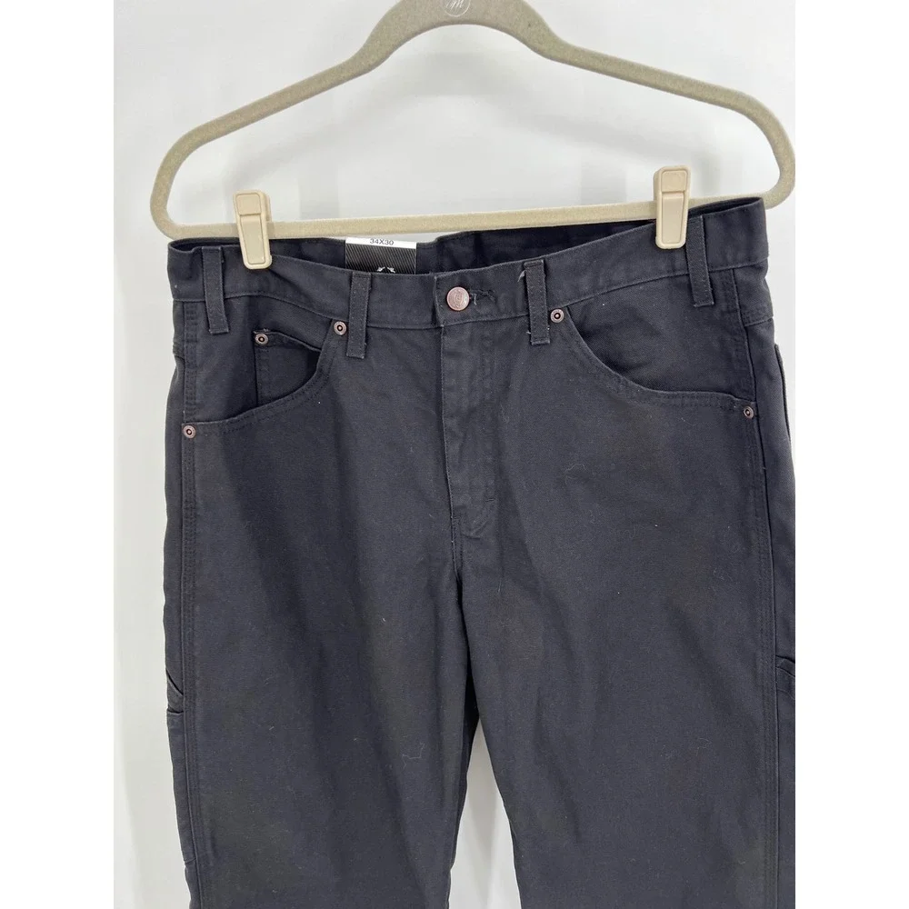 Dickies Relaxed Fit Carpenter Jeans Black Duck Canvas Straight Leg 34x30 NWT